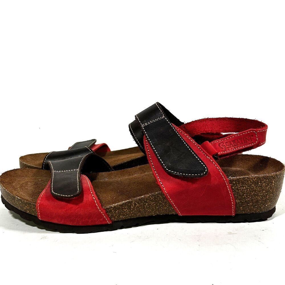 New Sabatini Sandals Size 42 10.5 US Red Brown Wedge Comfort nwob Memory System